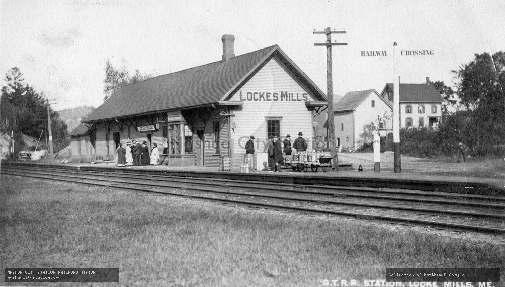 Postcard: Grand Trunk Railroad Station, Locke Mills, Maine